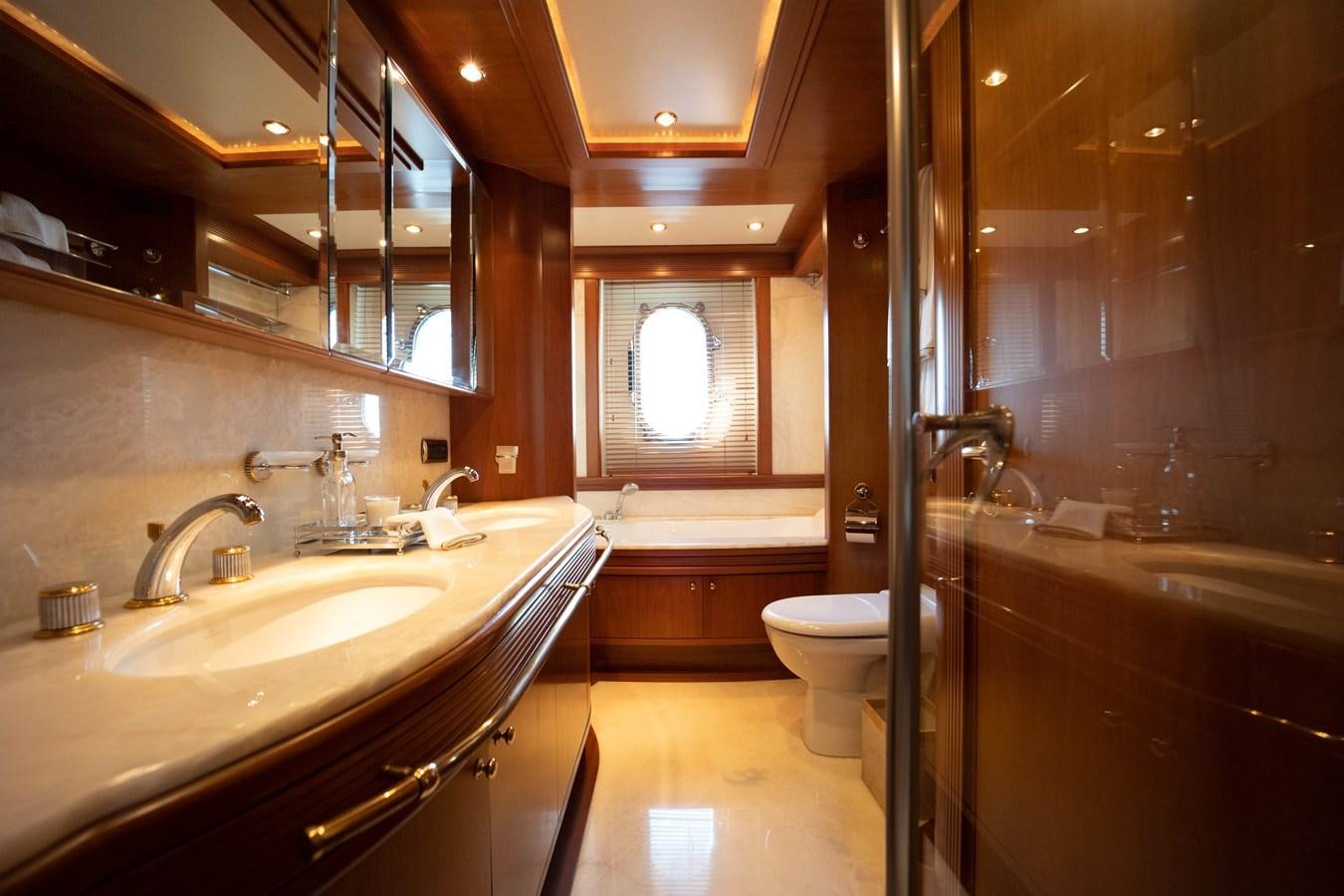 a bathroom with a sink and a toilet aboard NYHAVEN Yacht for Sale