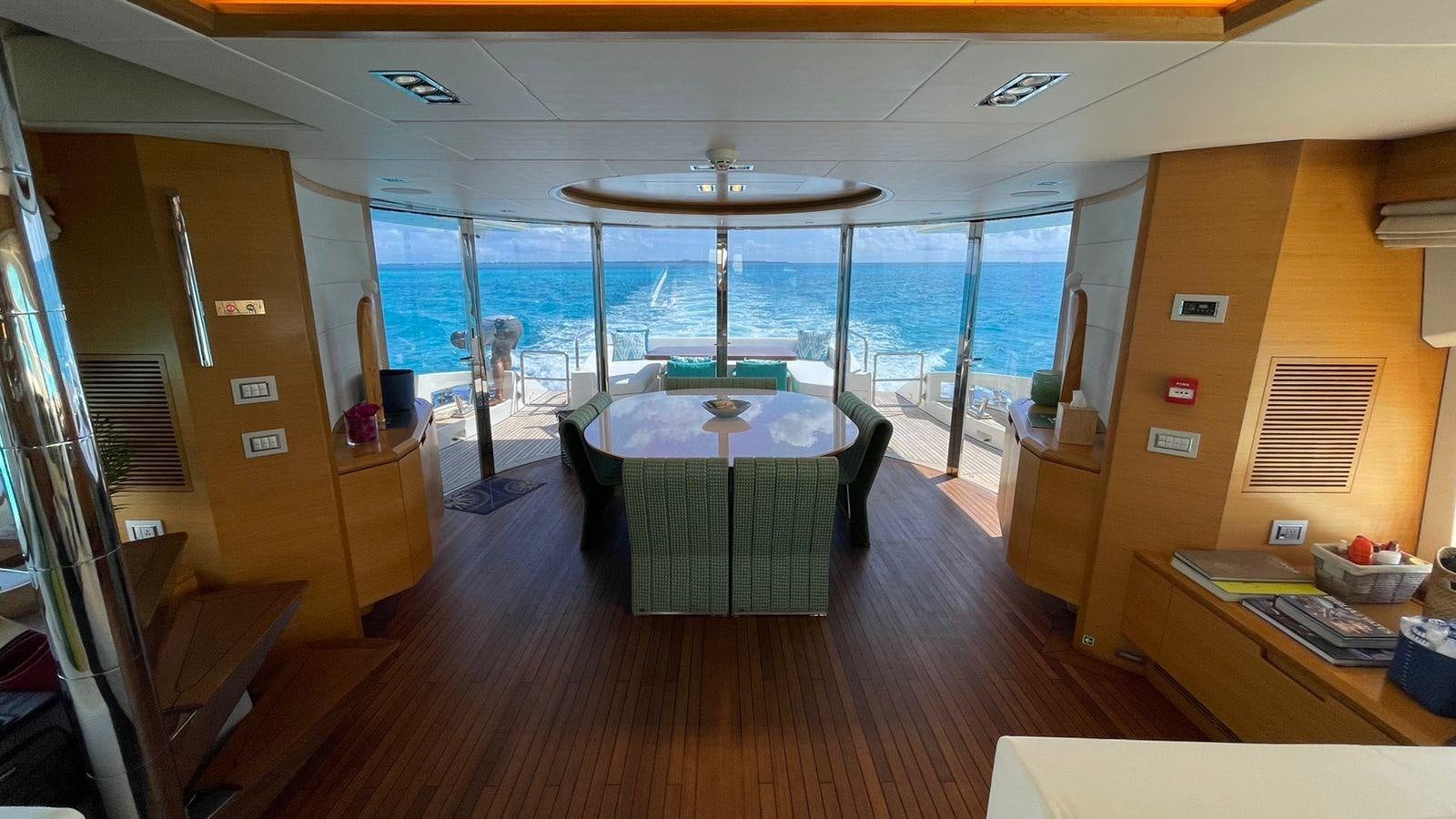 a room with a table and chairs aboard VICTORIOUS Yacht for Sale