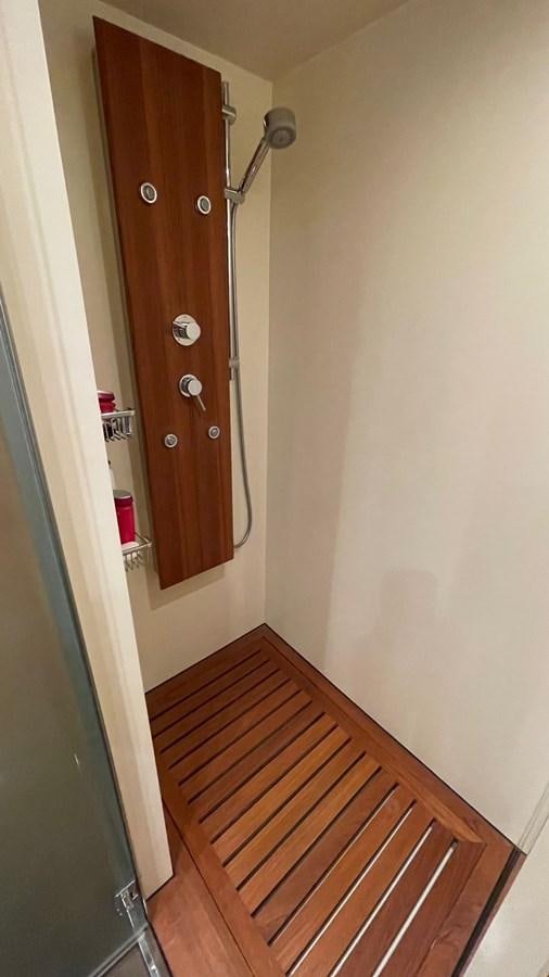 a wooden door with a wood frame aboard VICTORIOUS Yacht for Sale