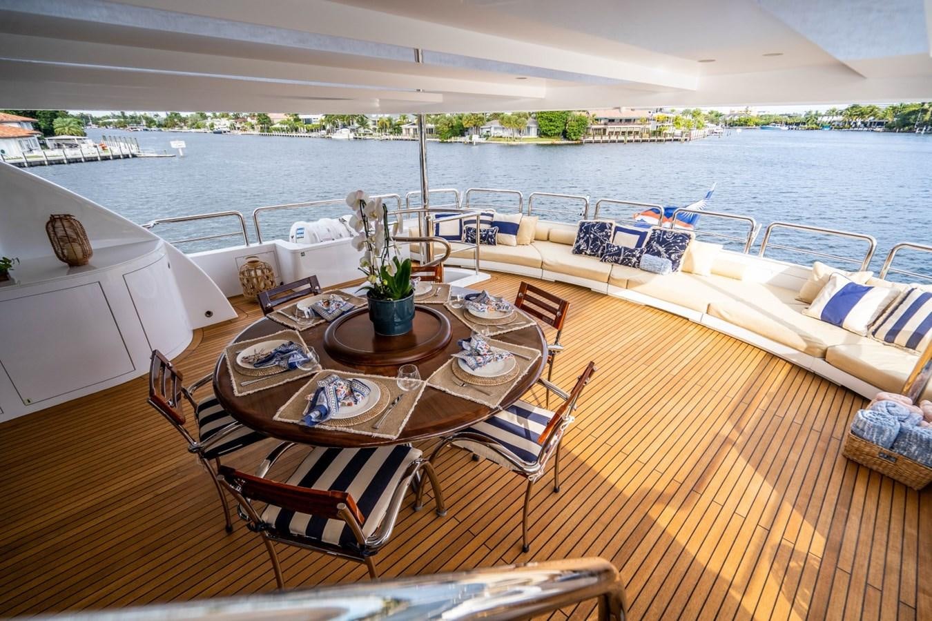 a boat on a deck aboard DREAMER Yacht for Sale