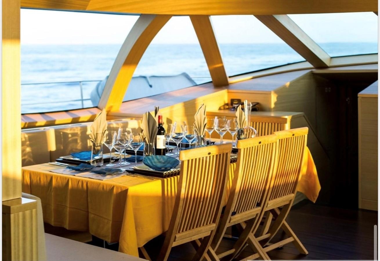 a table set for a dinner aboard MANTANI Yacht for Charter
