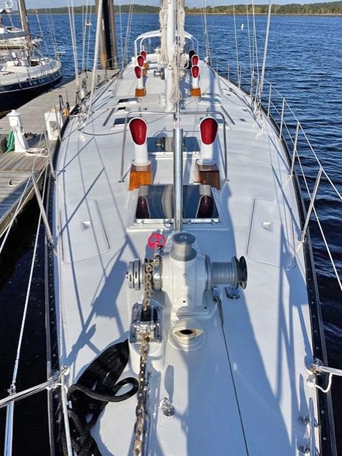 a boat with ropes and a red circle on the front aboard SIROCCO Yacht for Sale