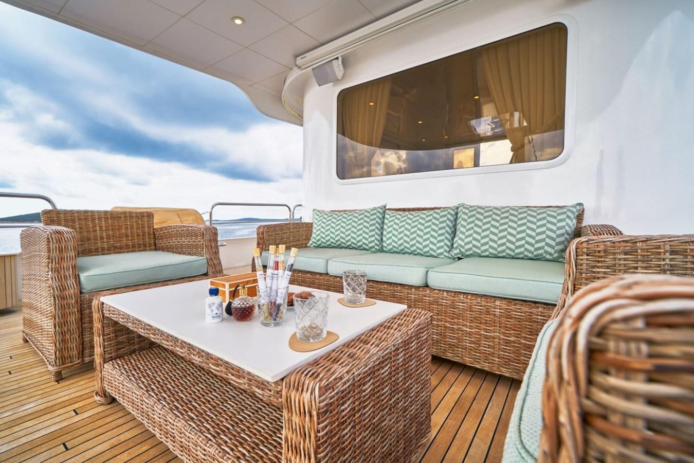 a table and chairs in a tent aboard LA PERLA Yacht for Charter