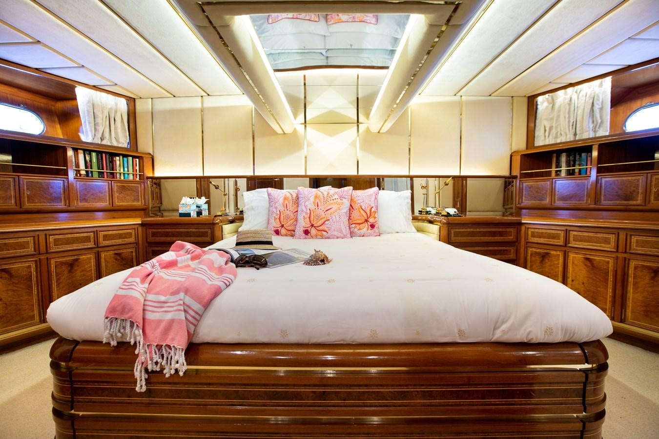 a room with a couple of beds aboard ALDONZA Yacht for Sale