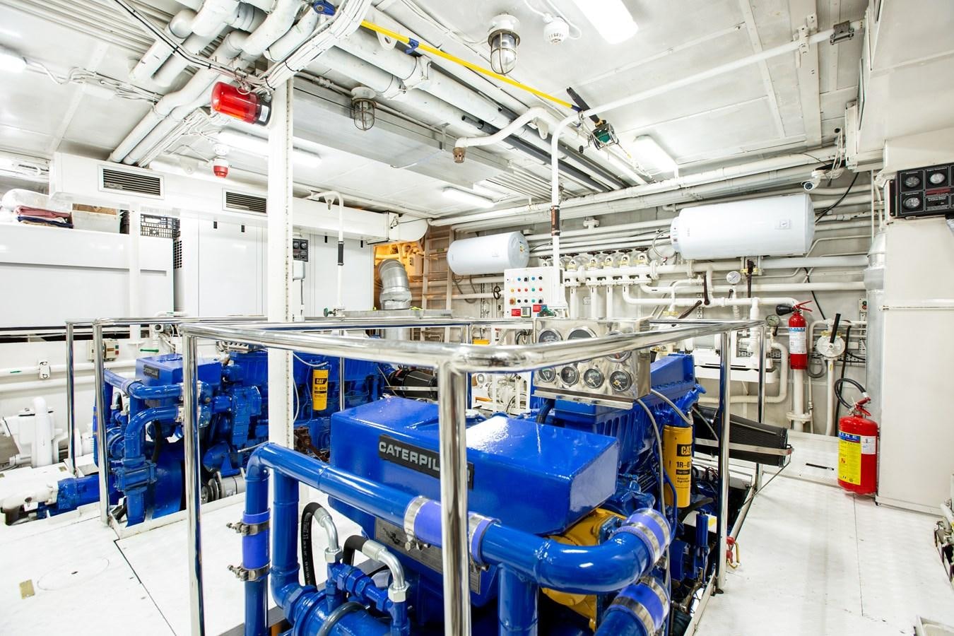 a room with blue and white machinery aboard ALDONZA Yacht for Sale