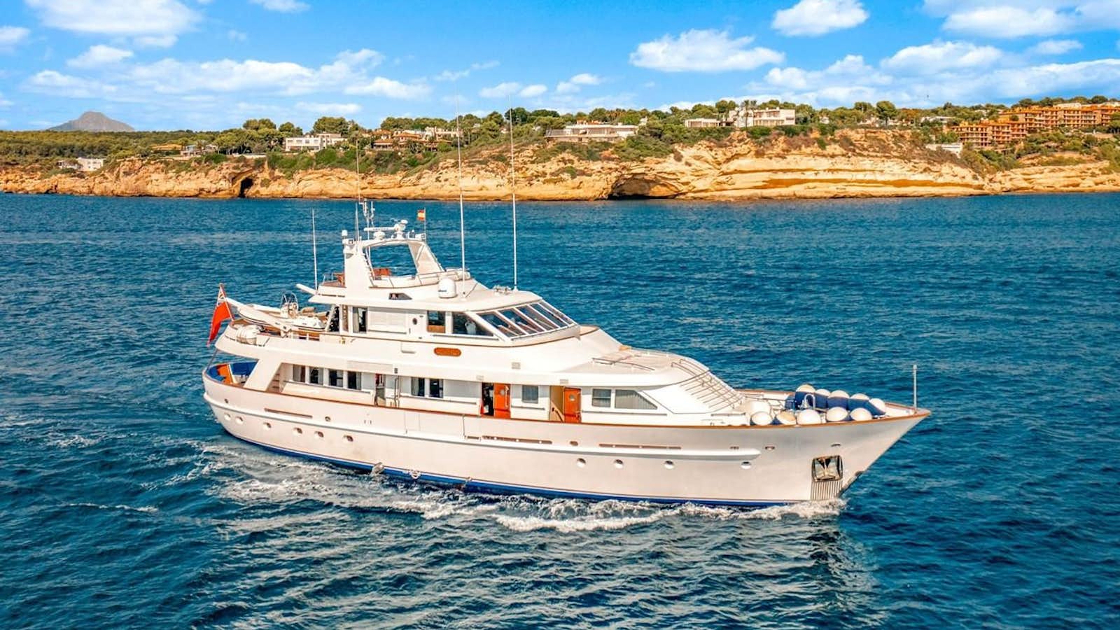 a white boat in the water aboard ALDONZA Yacht for Sale