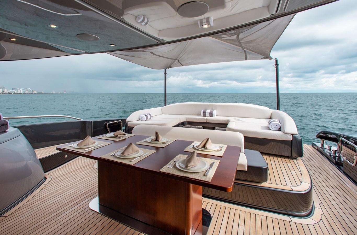 a table on a boat aboard MOVIN DAY Yacht for Sale
