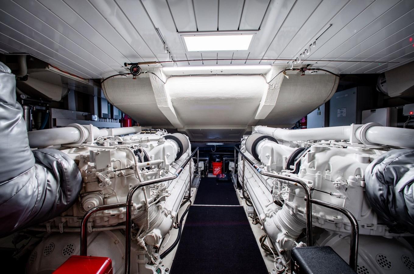 a room with many pipes aboard MOVIN DAY Yacht for Sale