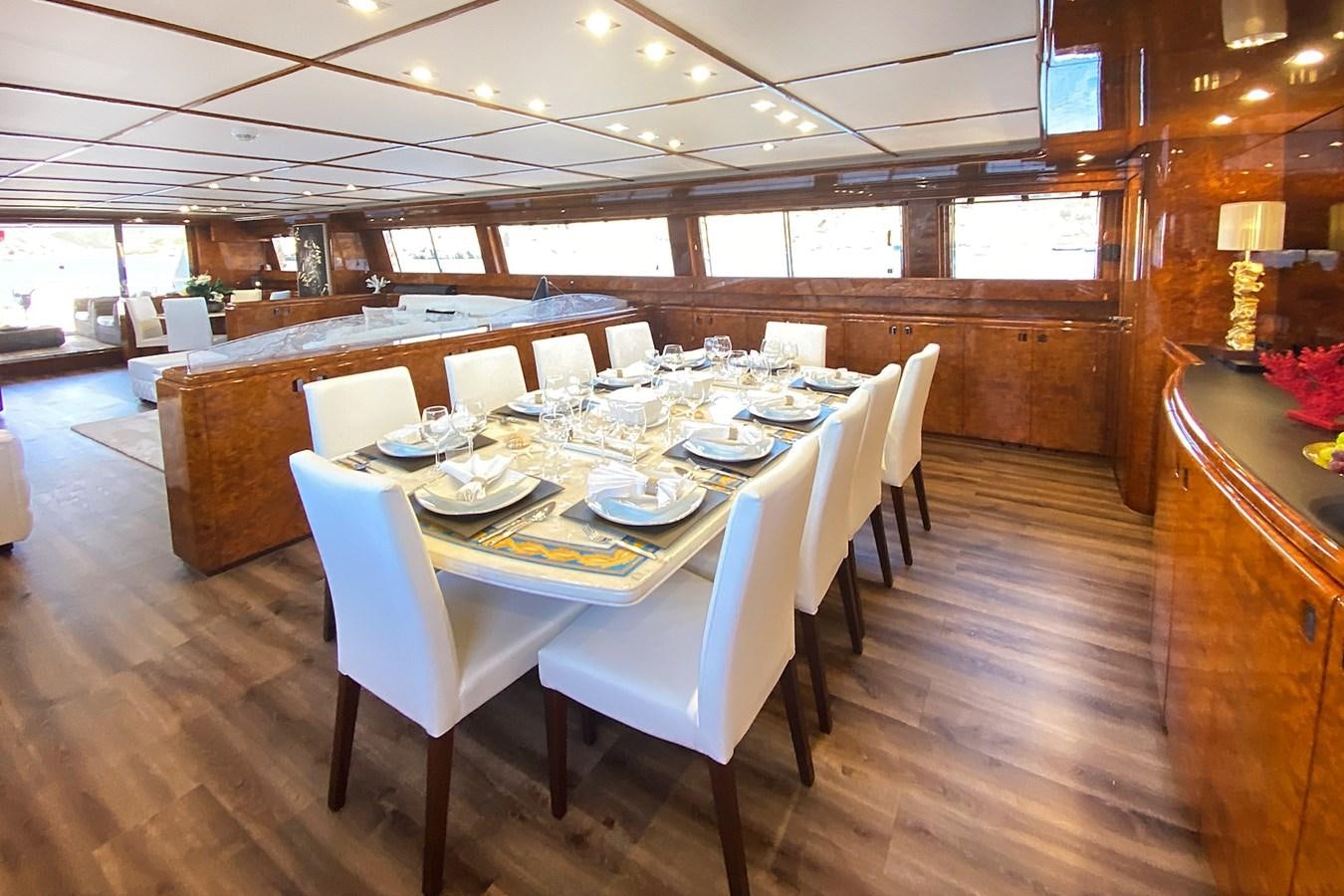 a table set for a meal aboard PAULA III Yacht for Sale