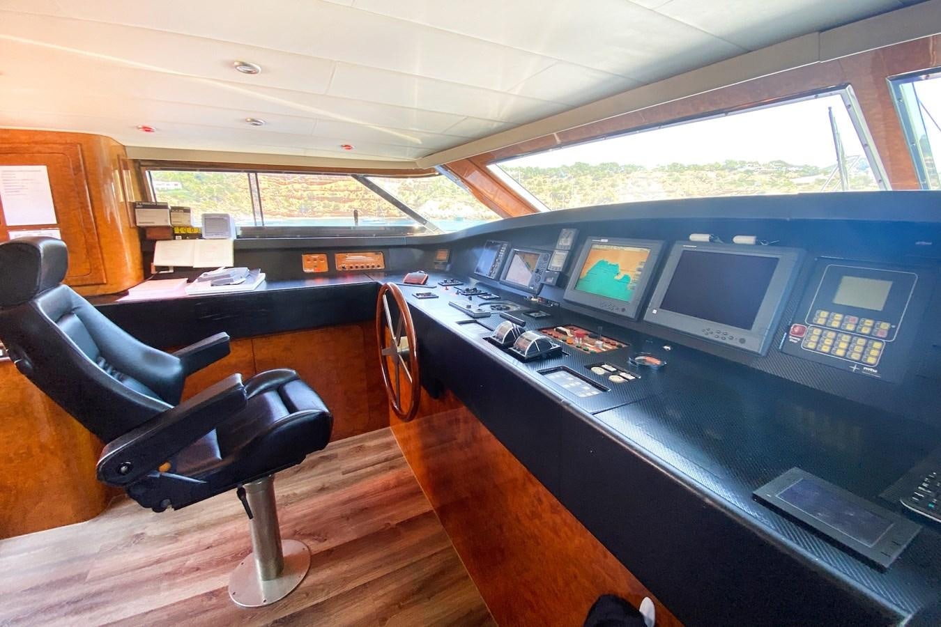 a control panel in a vehicle aboard PAULA III Yacht for Sale