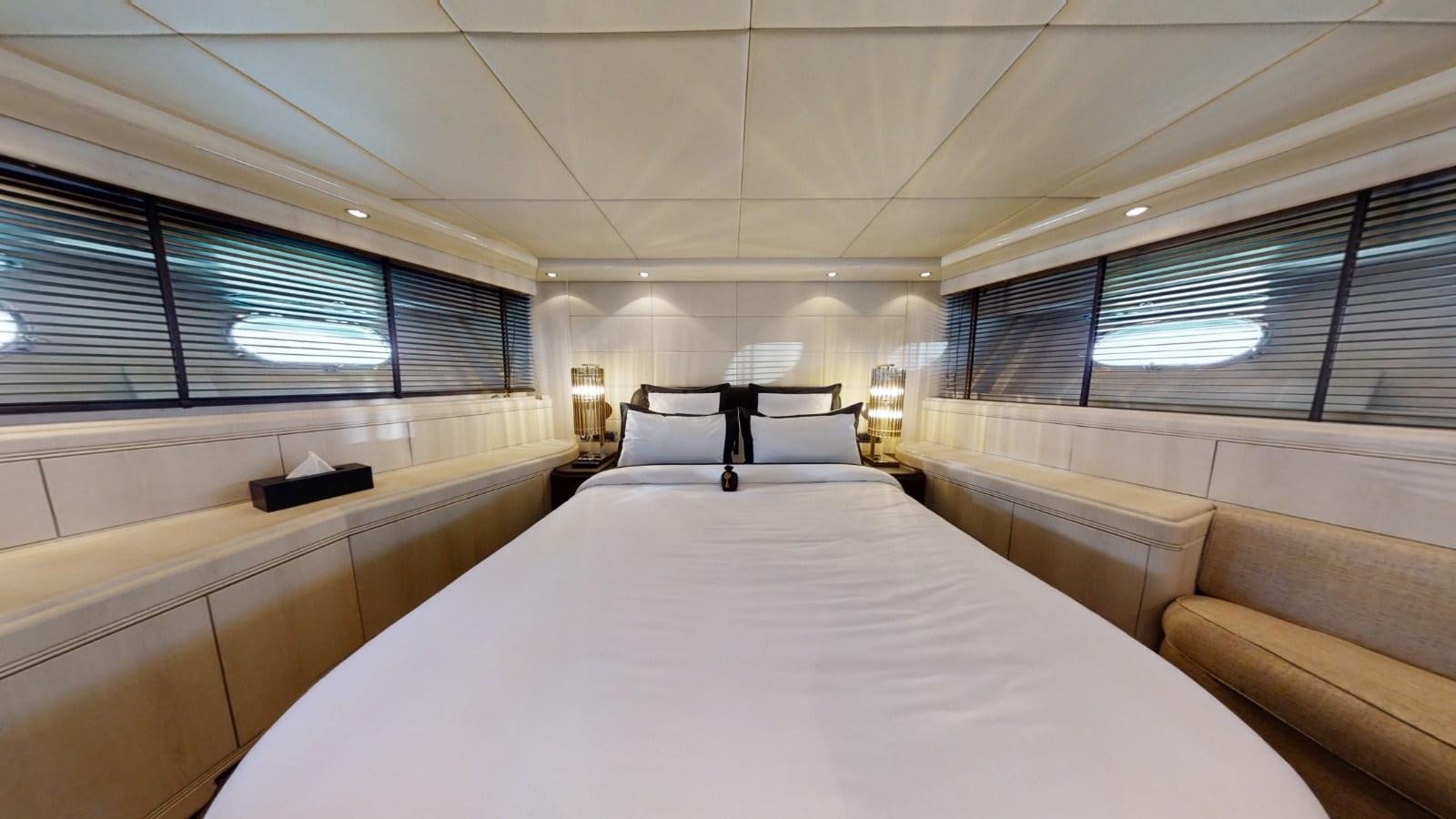 a bed in a room aboard LAUREN V Yacht for Sale