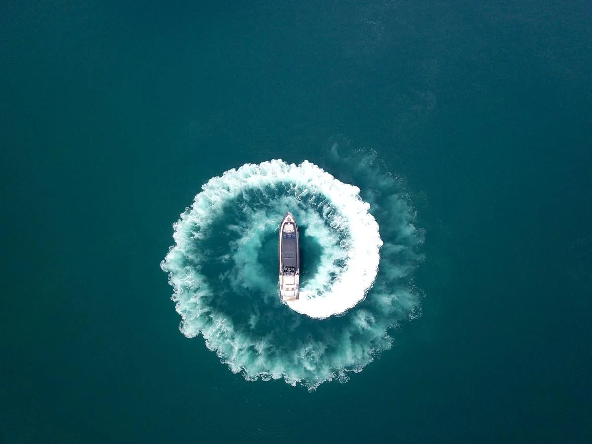 a white object in the water aboard OSE Yacht for Sale