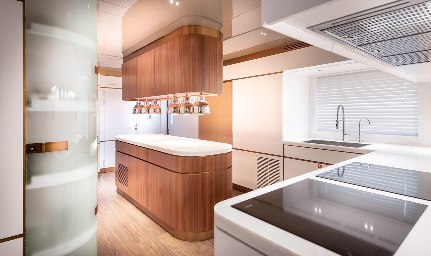 a bathroom with a sink and a shower aboard M55 Yacht for Sale