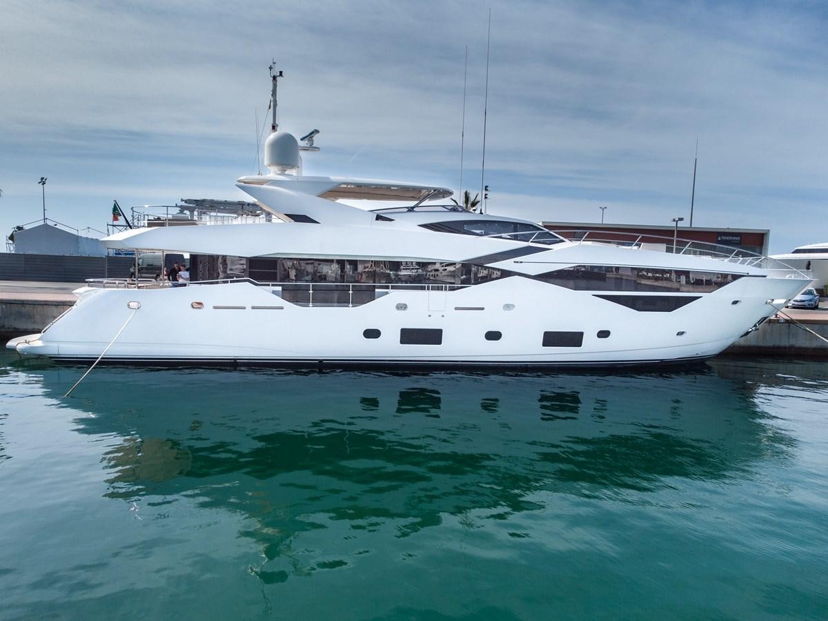 a white yacht in a body of water aboard SUNSEEKER 116 -  QART HADASHT Yacht for Sale