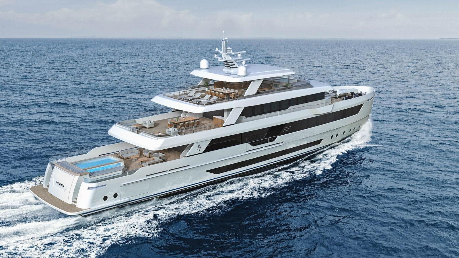 a ship in the water aboard PROJECT ARTEMIS Yacht for Sale