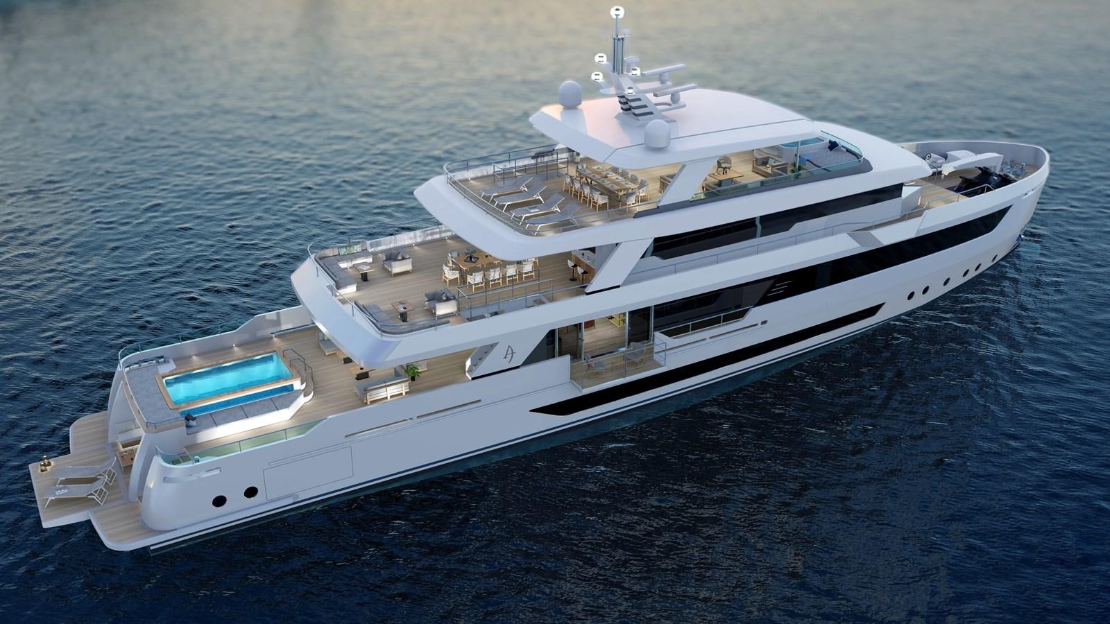 a white yacht on the water aboard PROJECT ARTEMIS Yacht for Sale