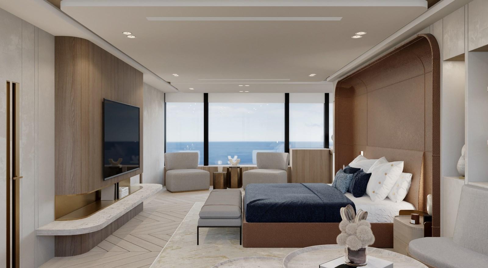 a room with a couch and a tv aboard PROJECT ARTEMIS Yacht for Sale