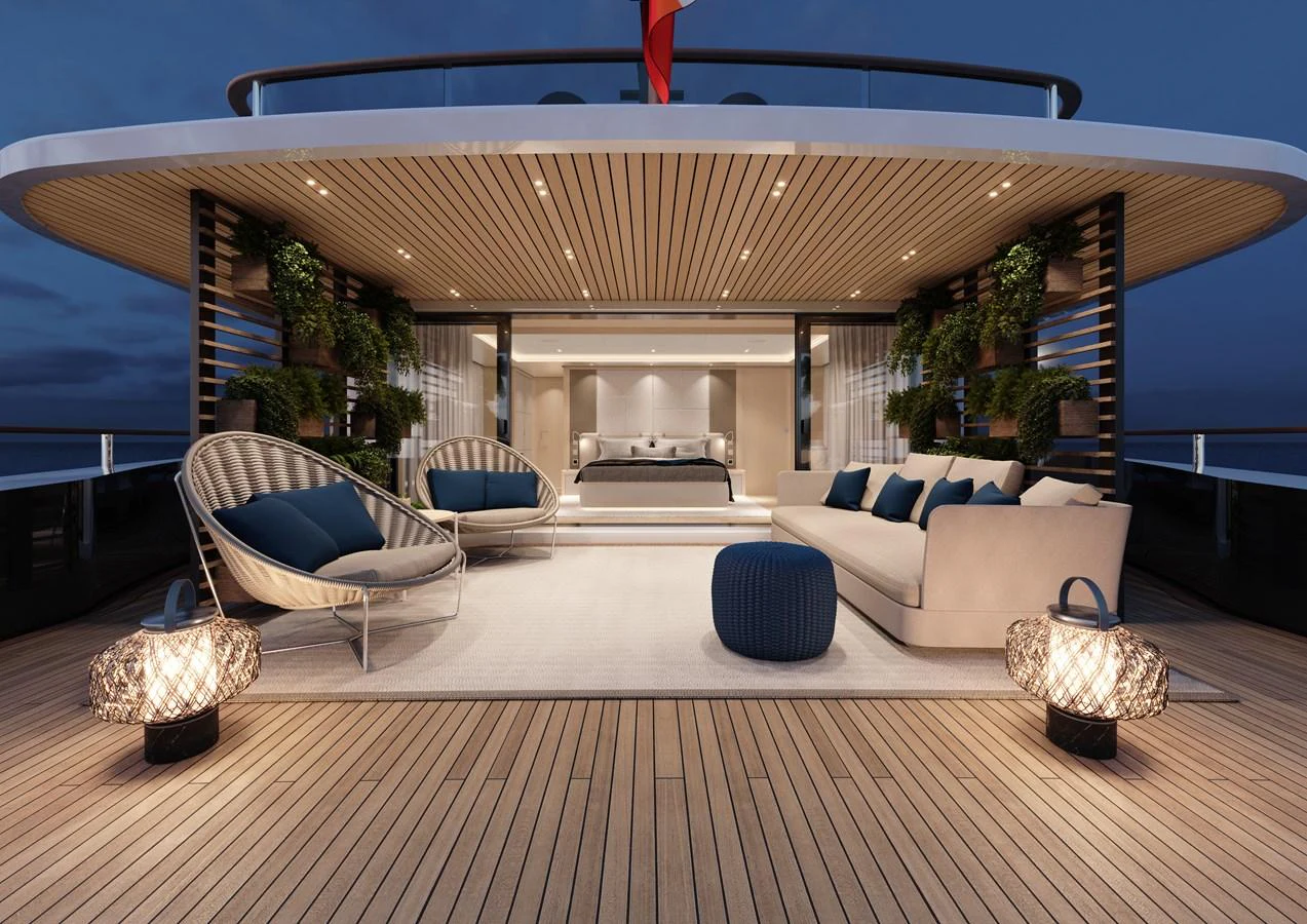 a modern looking living room aboard 500EXP - SANLORENZO Yacht for Sale