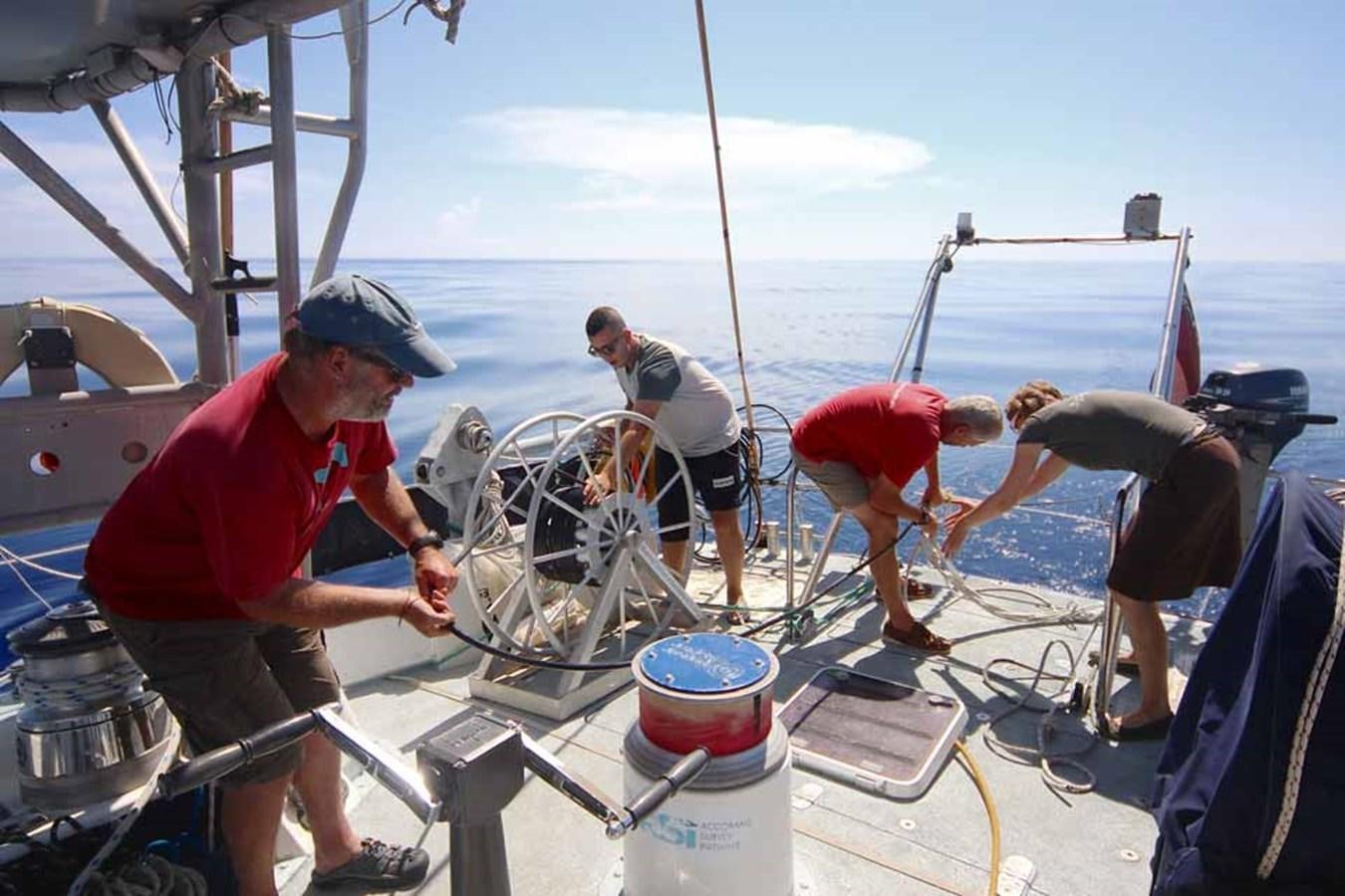 a group of people on a boat aboard SONG OF THE WHALE Yacht for Sale