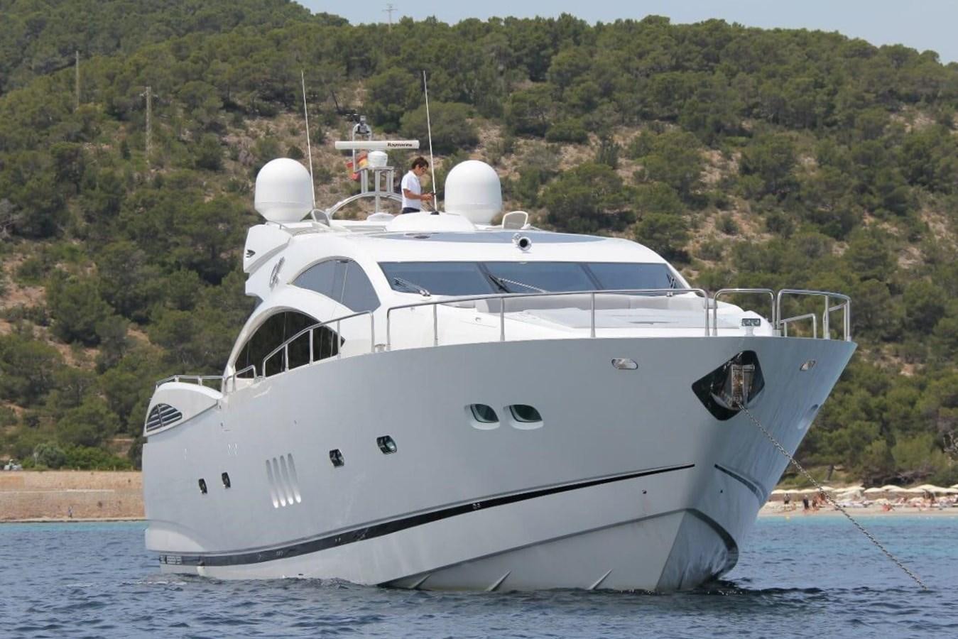 a white yacht in the water aboard JAX OF IBIZA Yacht for Sale