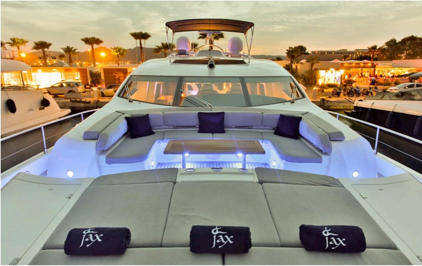 a blue and white boat aboard JAX OF IBIZA Yacht for Sale