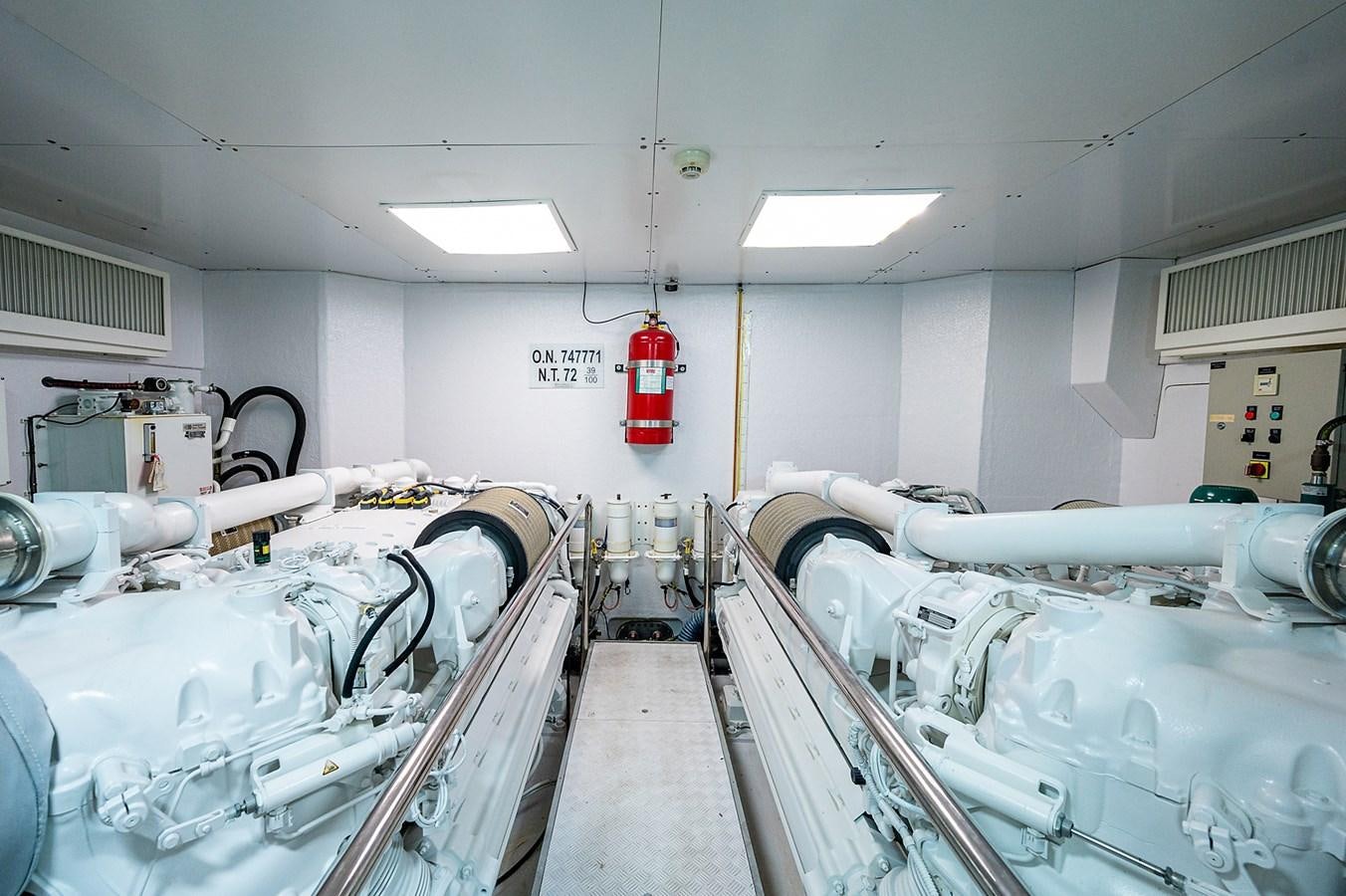 a room with white pipes aboard FERRETTI Yacht for Sale