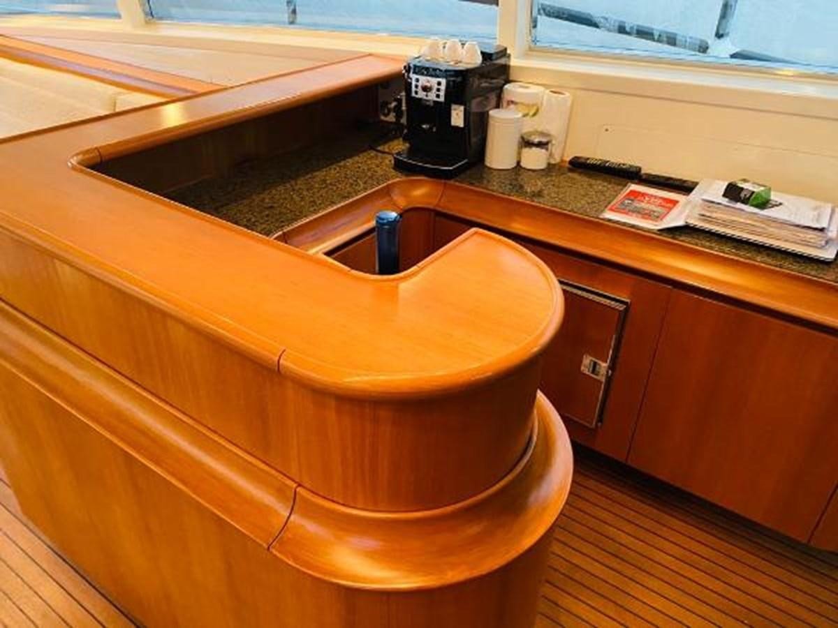 a coffee machine on a table aboard 2008 ARNO LEOPARD Yacht for Sale