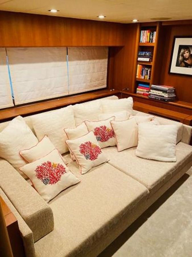 a couch with pillows aboard 2008 ARNO LEOPARD Yacht for Sale