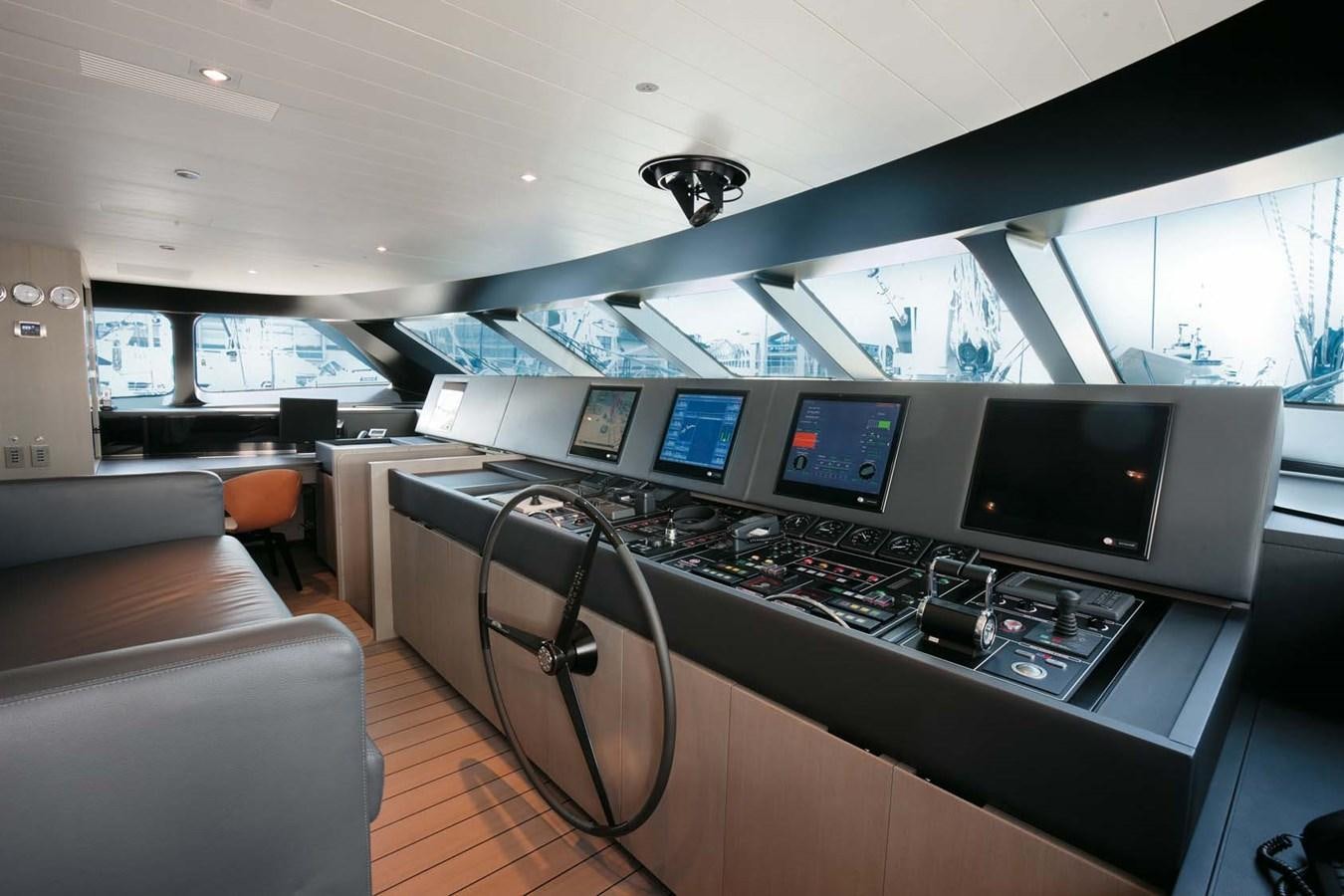 a room with many monitors aboard ENTERPRISE Yacht for Sale