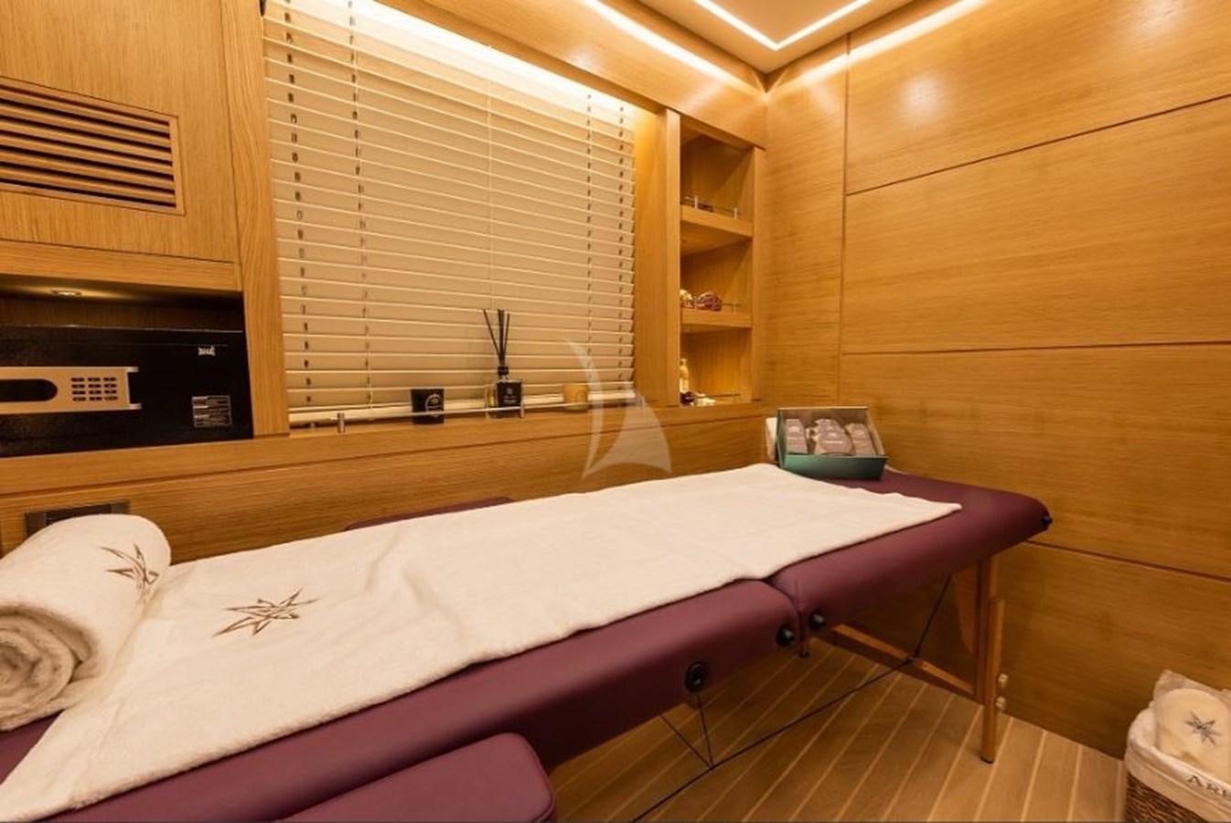 a bed in a room aboard ARESTEAS Yacht for Sale