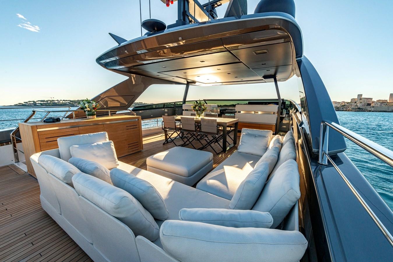 a boat on a deck aboard AMWAJ Yacht for Sale