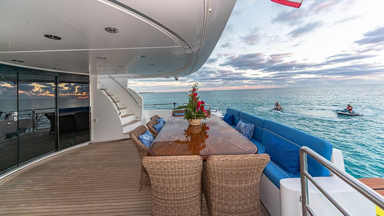 a table on a boat aboard KEFI Yacht for Sale