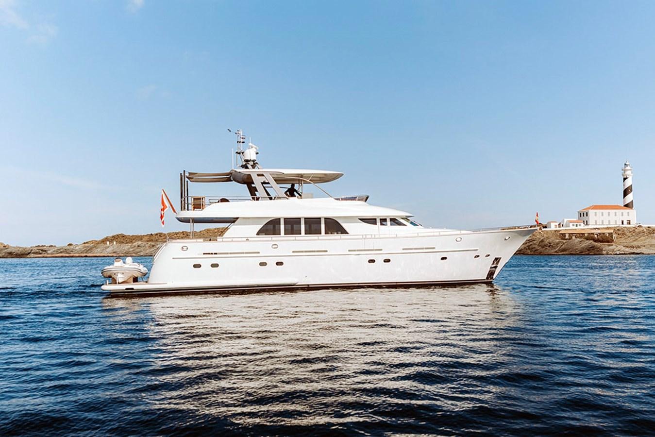a white boat in the water aboard LAS NINAS Yacht for Sale
