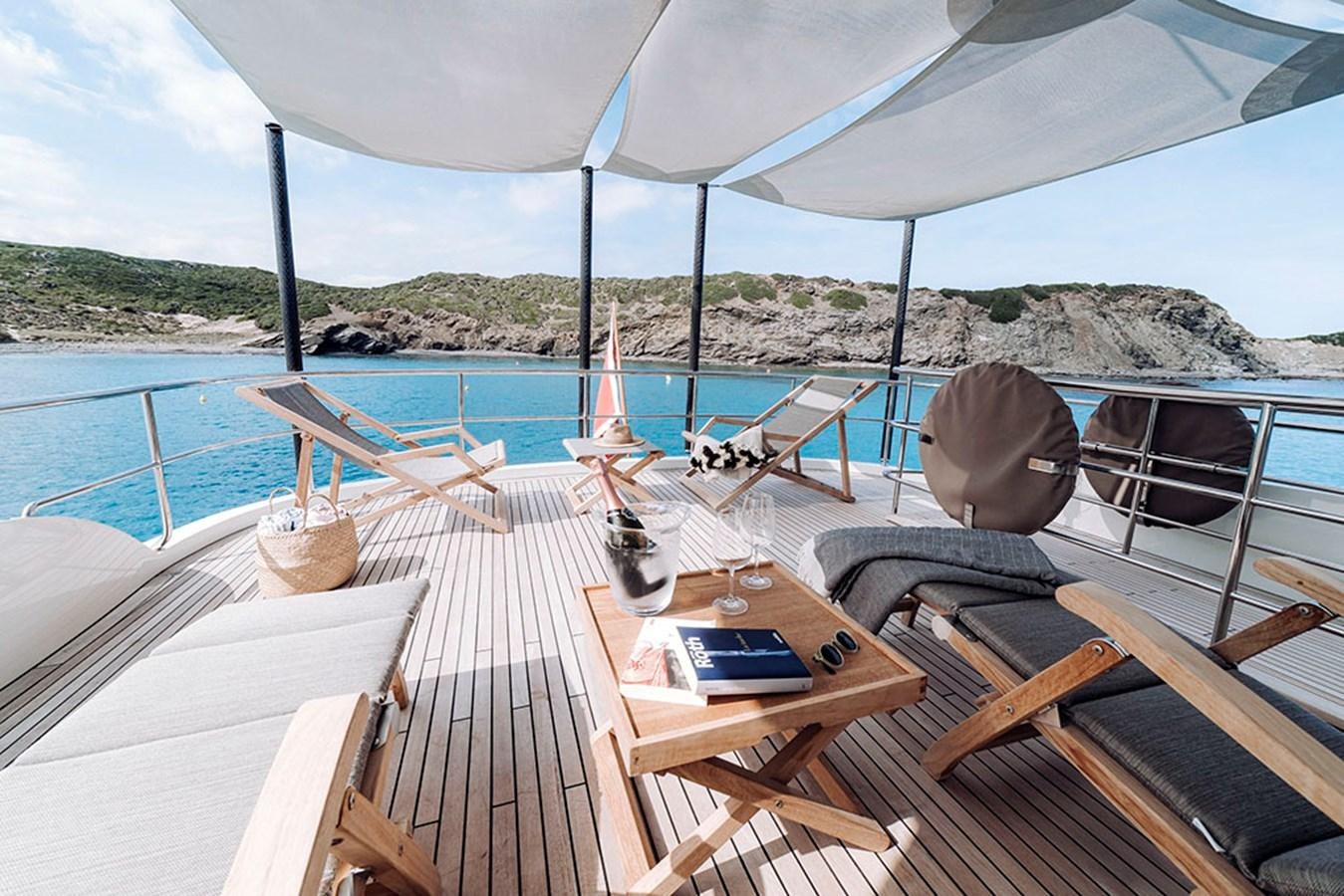 a table on a boat aboard LAS NINAS Yacht for Sale