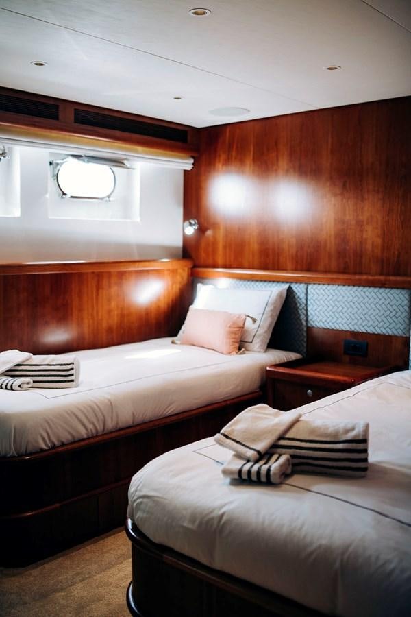 a couple of beds in a room aboard LAS NINAS Yacht for Sale
