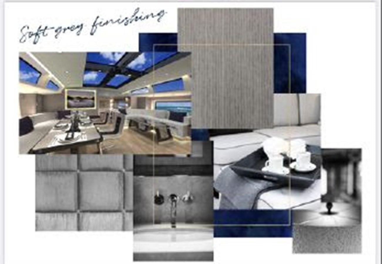 a collage of photos of a room with a sink and a mirror aboard 2023 MCCONAGHY MAKARA Yacht for Sale