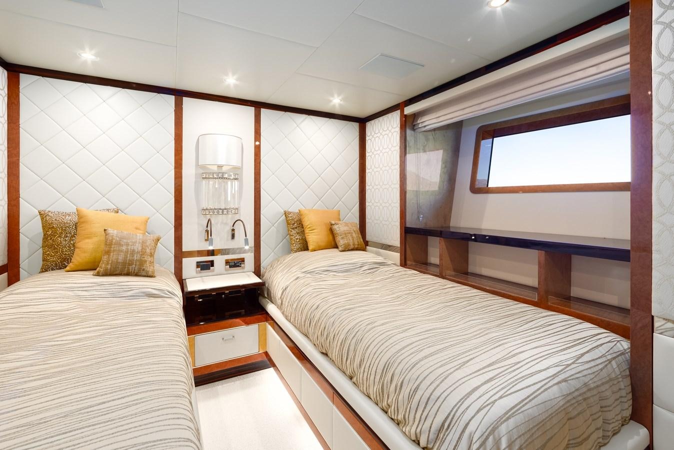 a room with two beds aboard VARVARA Yacht for Sale