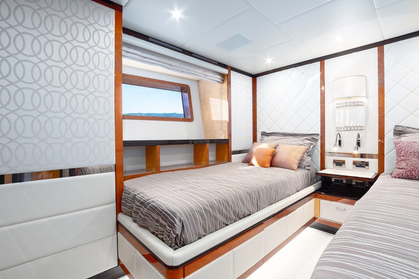 a room with two beds aboard VARVARA Yacht for Sale