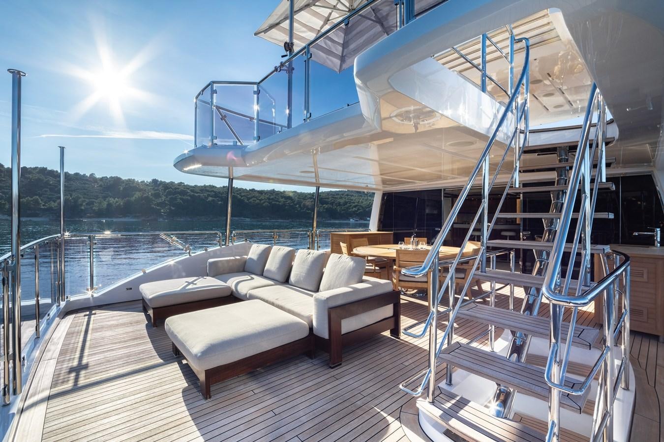 a boat on a deck aboard VARVARA Yacht for Sale