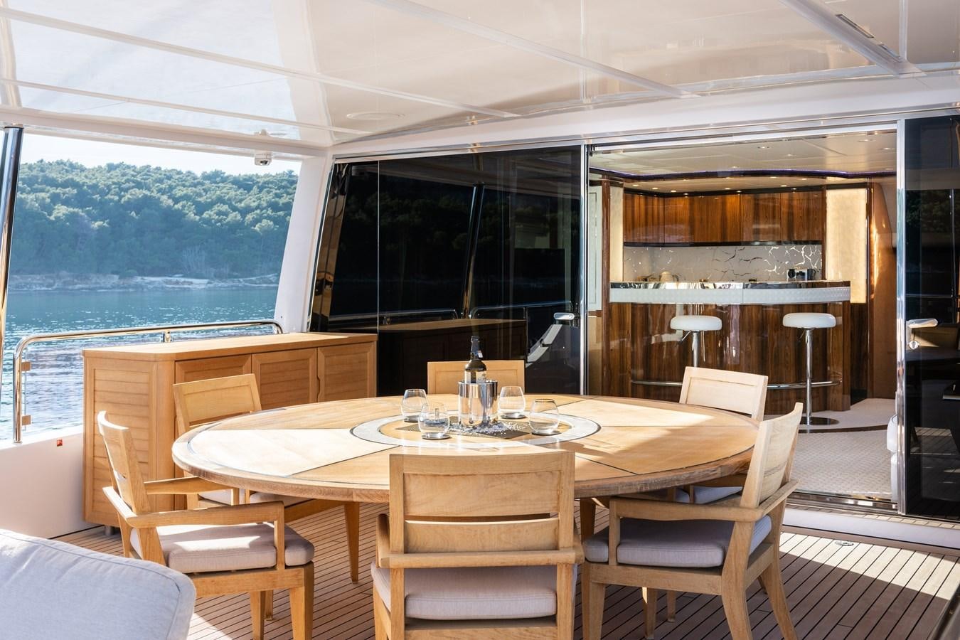 a dining table in a tent aboard VARVARA Yacht for Sale