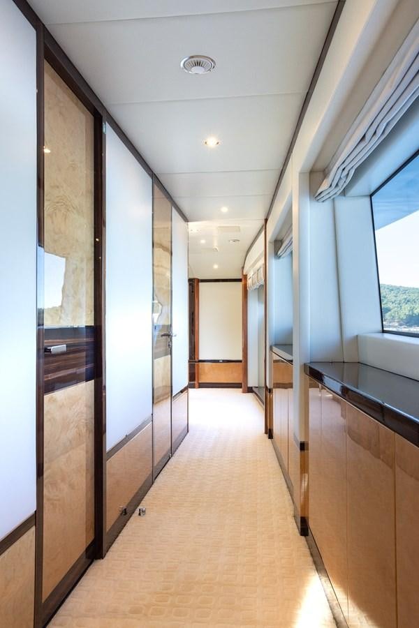a hallway with doors aboard VARVARA Yacht for Sale
