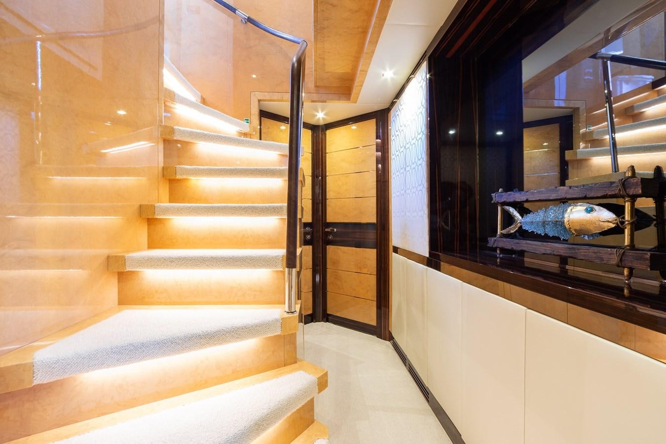 a staircase in a building aboard VARVARA Yacht for Sale