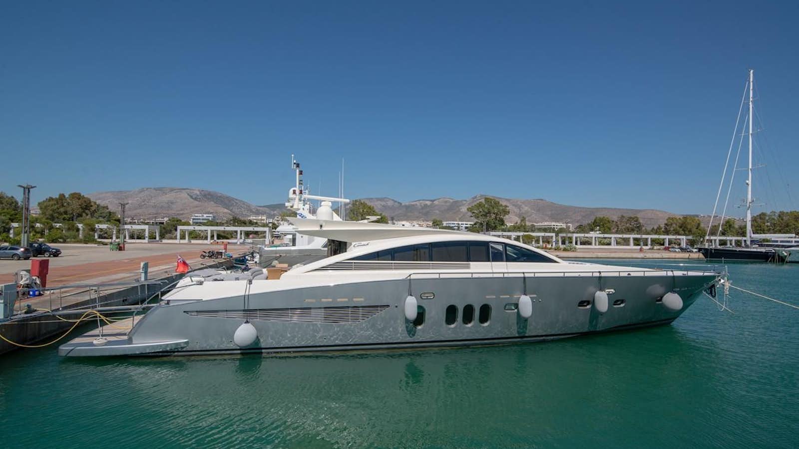 a boat docked at a pier aboard SUN ANEMOS Yacht for Sale