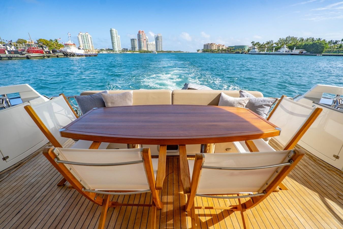 a table and chairs on a boat aboard MAYA Yacht for Sale