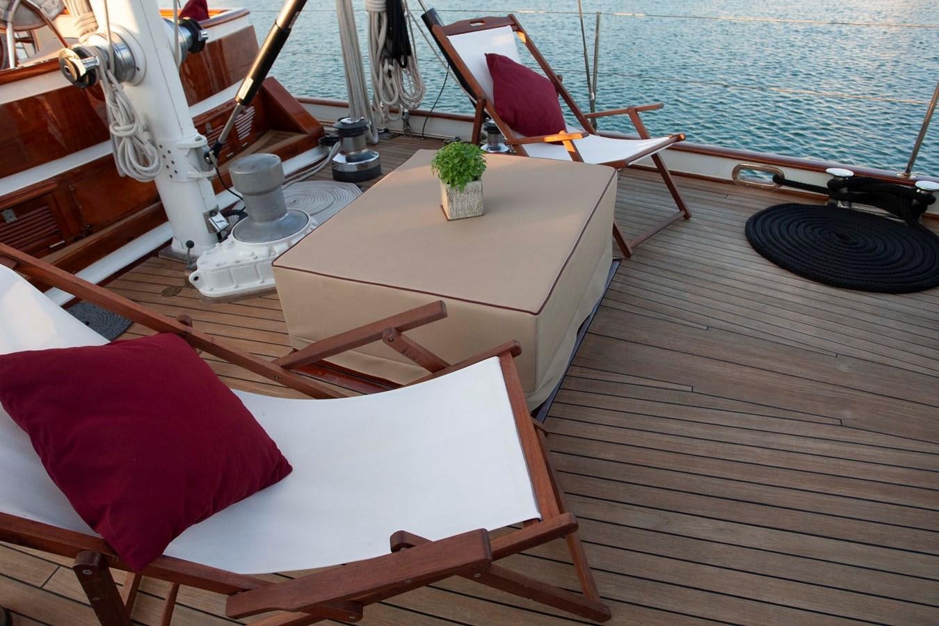 a table on a boat aboard LAMADINE Yacht for Sale