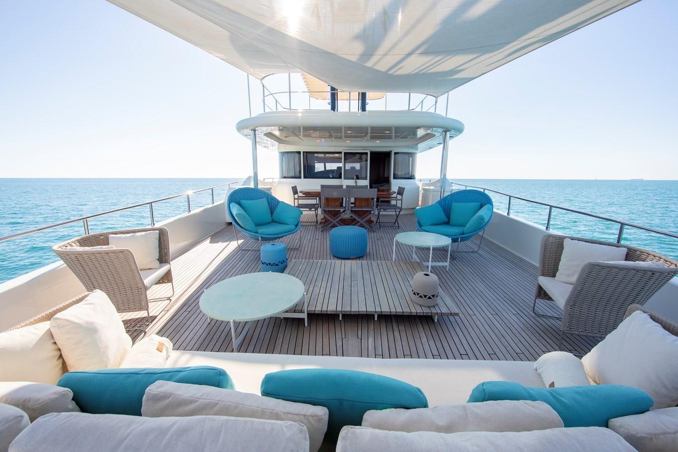 a lounge area on a boat aboard BIM Yacht for Sale