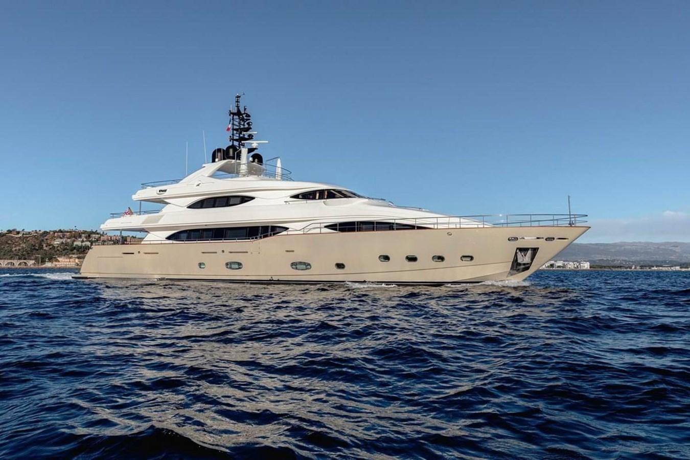 a large white ship in the water aboard AERO Yacht for Sale