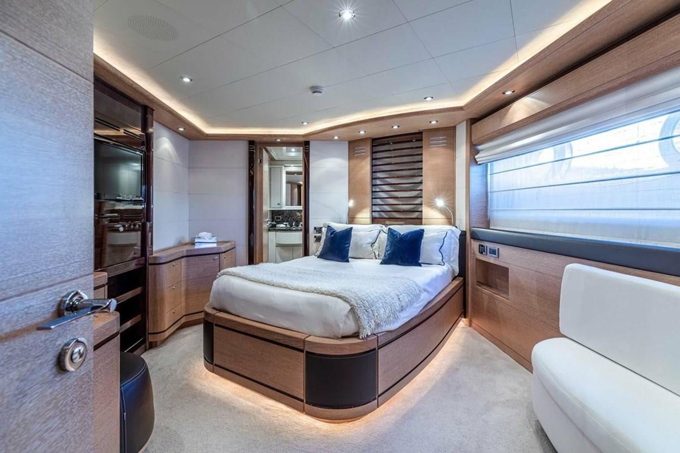 a bed in a room aboard AERO Yacht for Sale