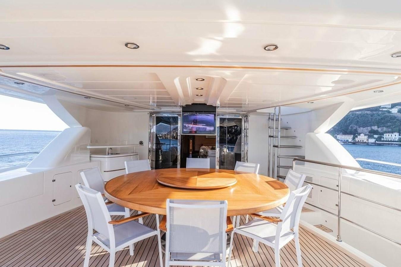 a table and chairs on a boat aboard AERO Yacht for Sale