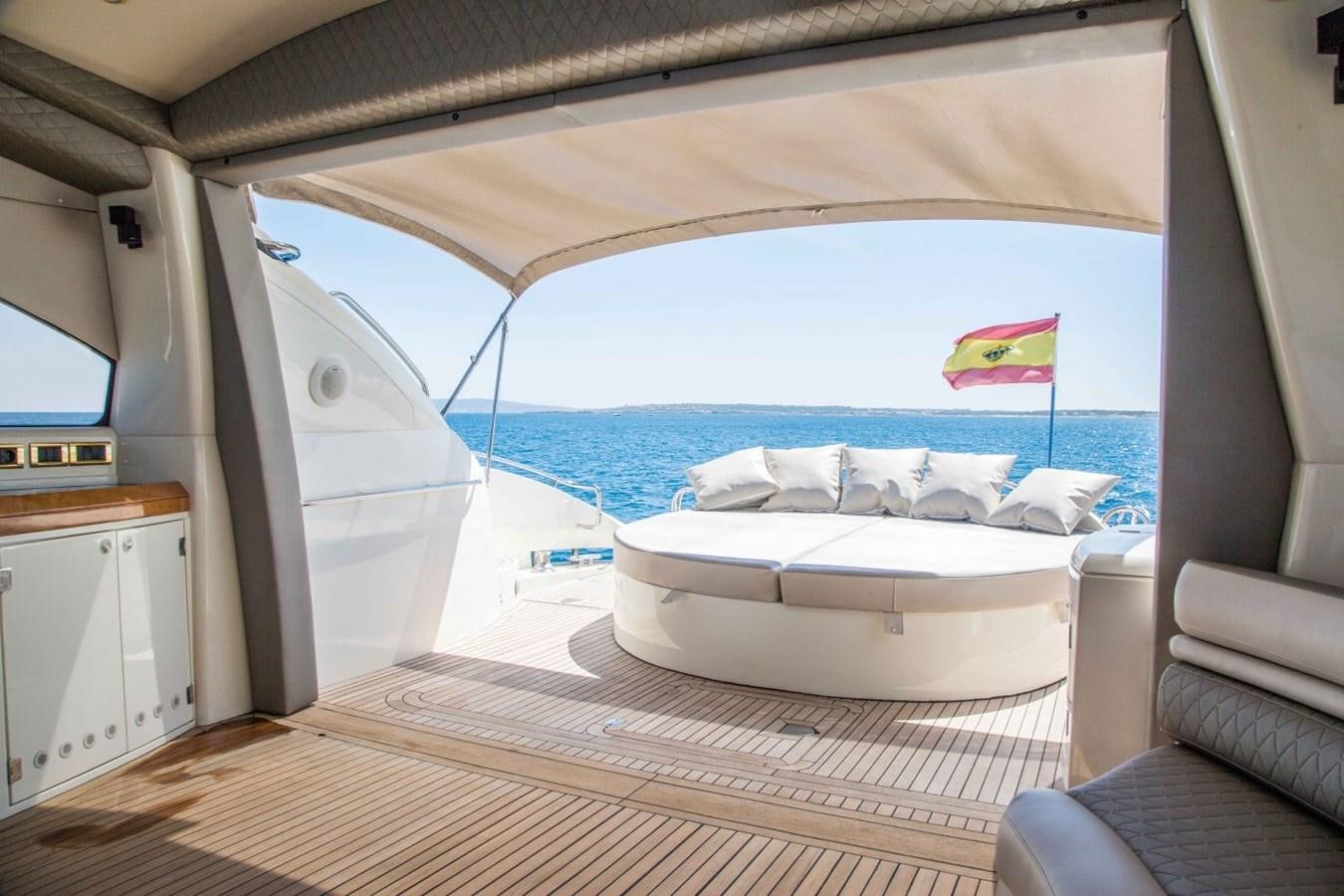 a bed in a tent aboard LE CHIFFRE Yacht for Sale